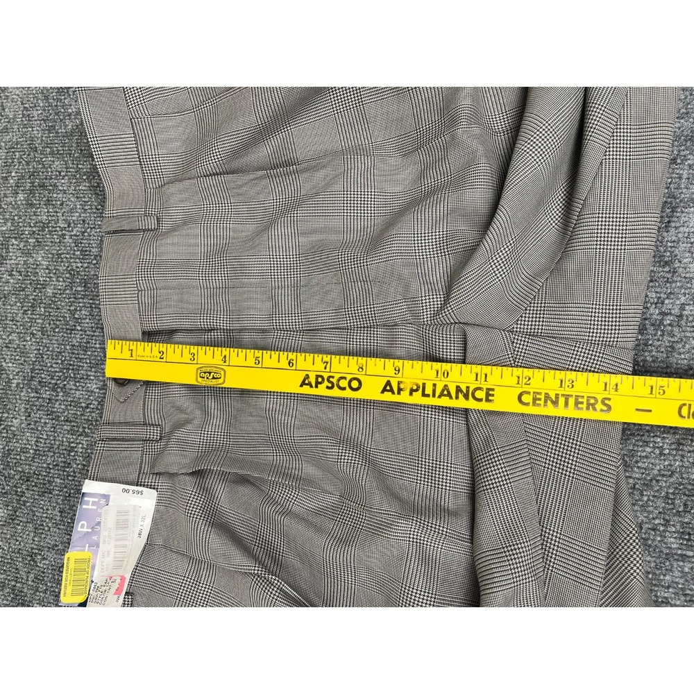NWT Ralph Lauren Checked Dress Pant High Rise Pleated Light Grey Size 38X32 - Picture 9 of 10
